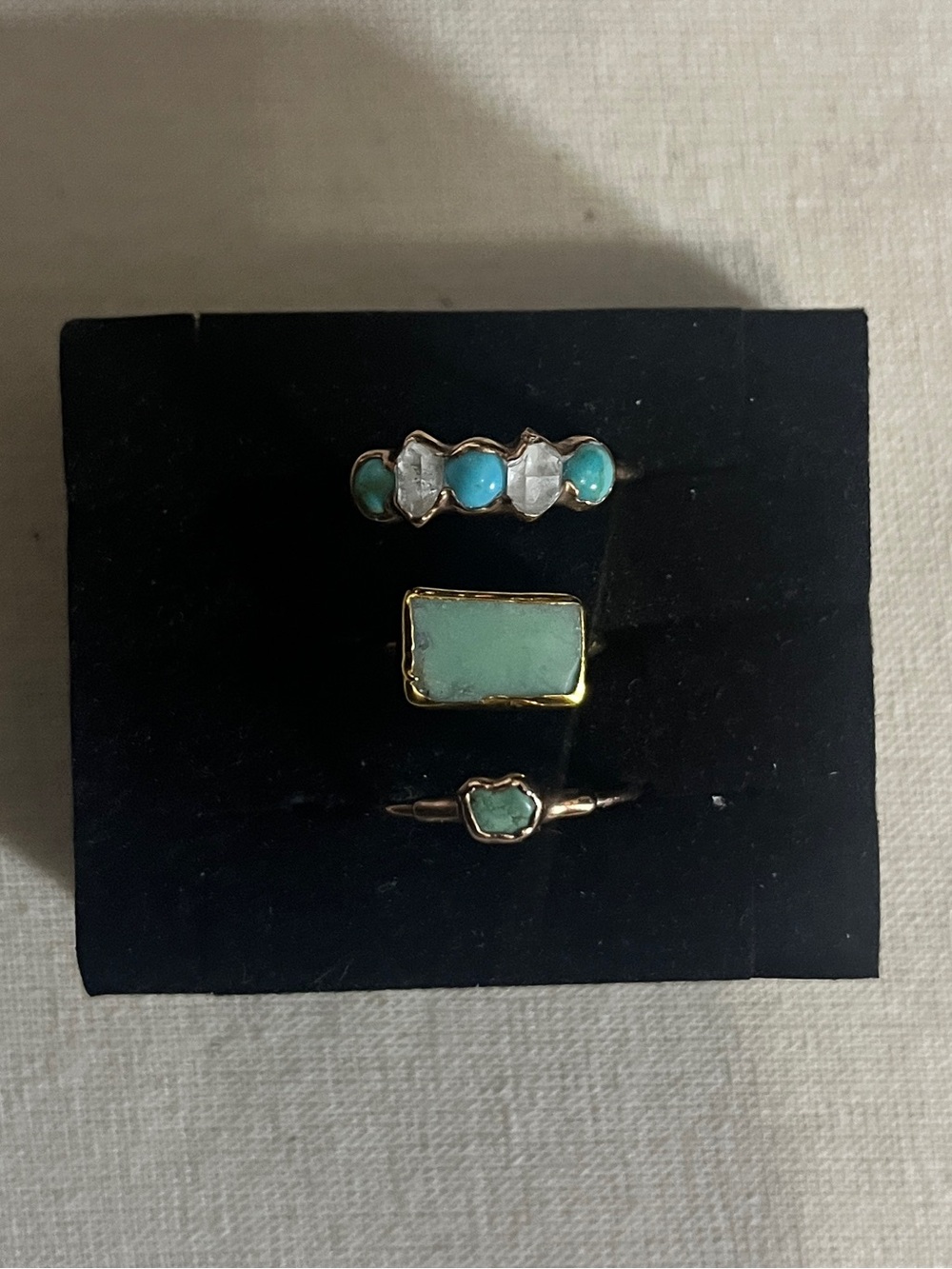 Ringcrush 24K Gold Filled Turquoise Stackable Ring Set